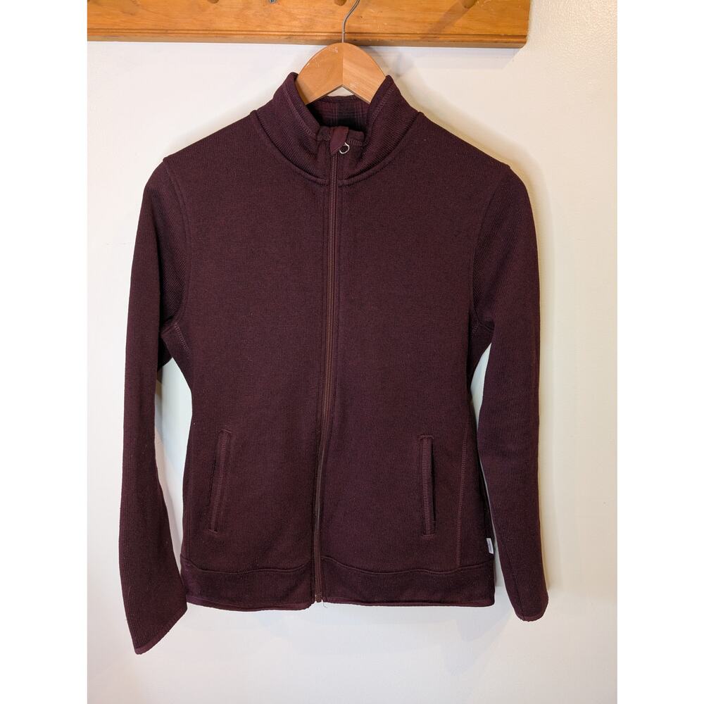 Eddie Bauer Burgundy Fleece Lined Full Zip Jacket Plaid Interior Women's M